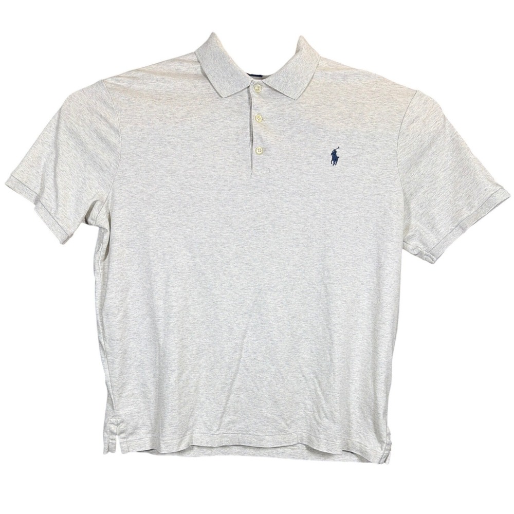 Polo Ralph Lauren Mens Classic Fit Short Sleeve Polo Shirt Heather Gray Large